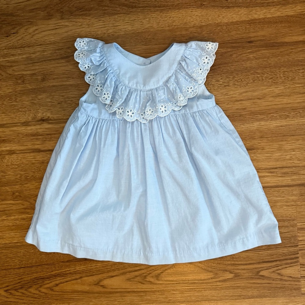 Janie and Jack Blue Dress with Eyelet Detail